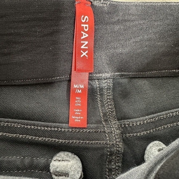 NWT Spanx Twill Cargo Pants Tapered Leg High Rise Womens Black Size Medium Tall - Picture 5 of 6